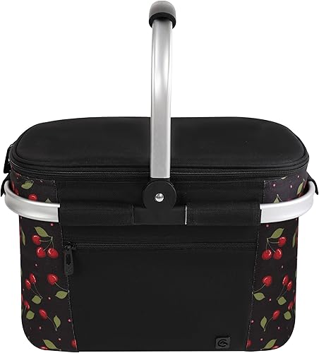 Miniatura 24 de ALLCAMP Cesta de pícnic, 2 cajas de hielo incluidas con enfriador aislado de 32 litros, cesta de picnic plegable gruesa con cestas extraíbles y