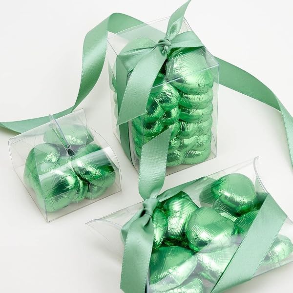 Italian Options Milk Chocolate Foiled Hearts, 100 Chocolates, Green Foil - 3