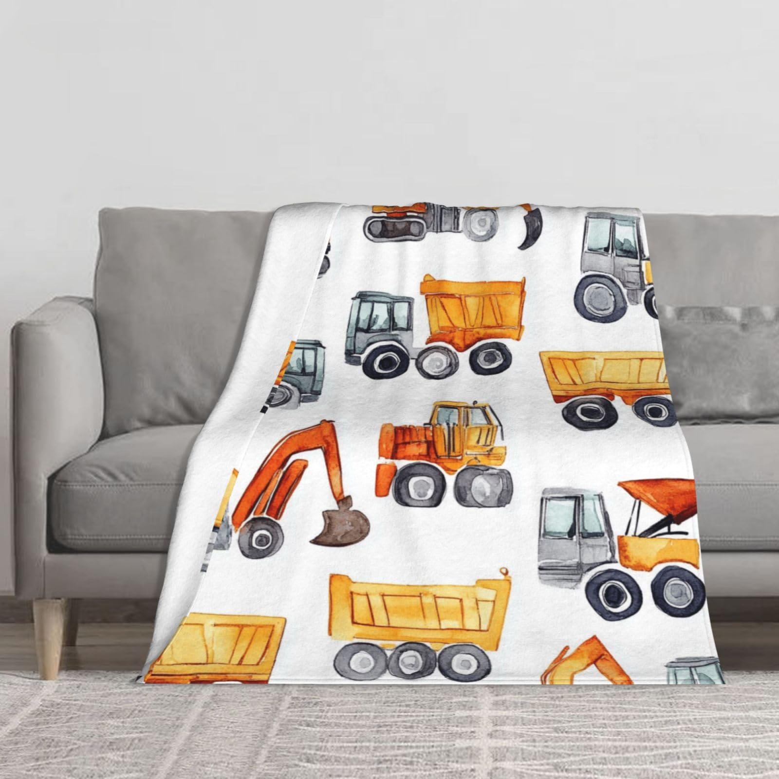 Couvertures en flanelle chaudes véhicules de chantier plaid polaire enfant toutes saisons