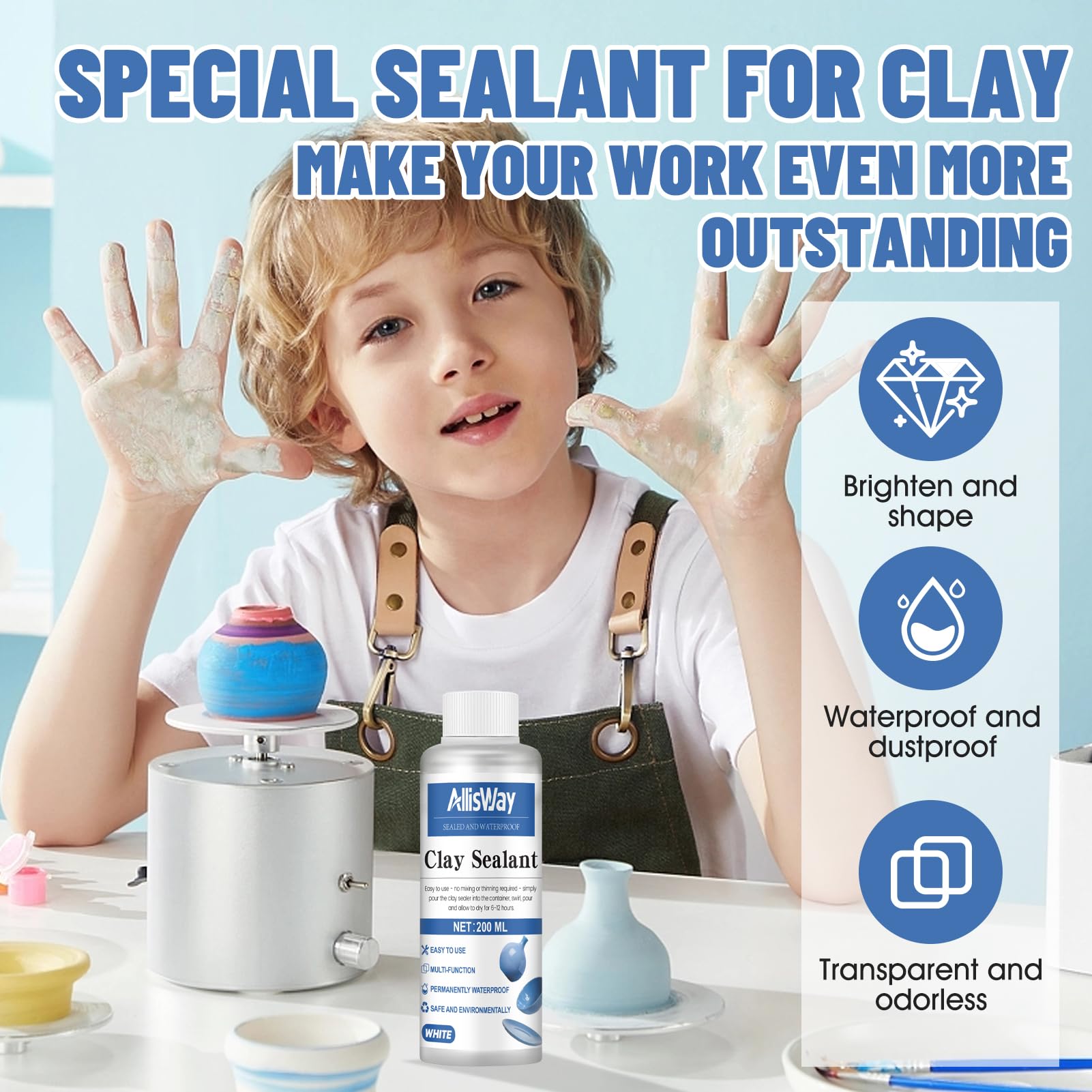 Vernis Imperméabilisant Pour Argile Et Poterie - 200 Ml - Transparent, Sans Solvant - Protège Contre L'eau, Les Rayures, Les Fissures