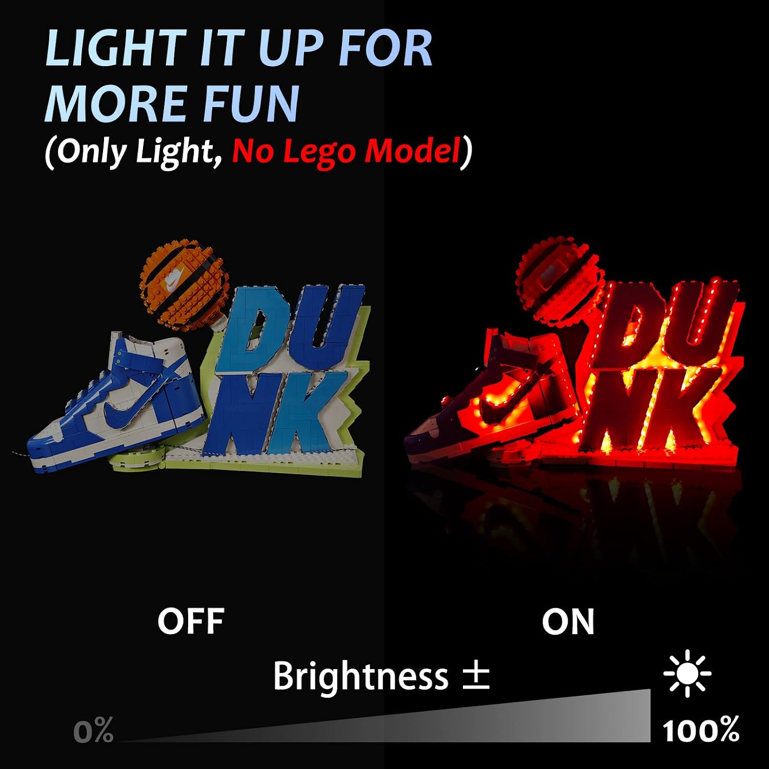 Color Changing LED Light kit Compatible with Lego Nike Dunk 43008, App and Remote Control (No Model Only Light) image 2