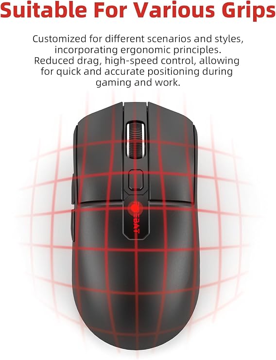 FIREBAT Wired Gaming Mouse for Computer and Laptop, 7200 DPI, RGB, 6 Buttons, 4 Light Modes, USB Corded Optical Mouse, Right or Left Hand Use, Black, X4 Model
