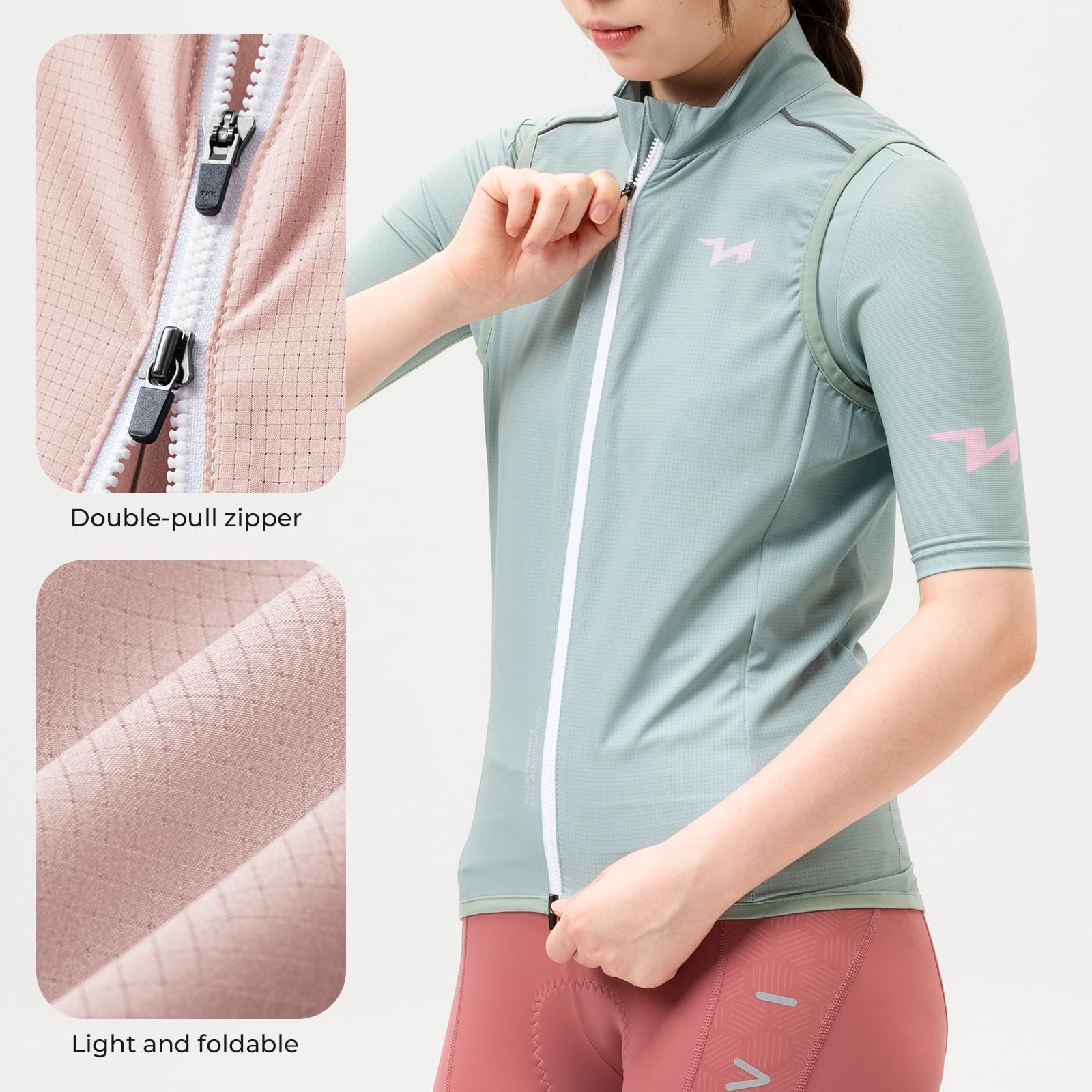 ROCKBROS TVI Damen Winddichte Weste Fahrradweste Leichtweight Atmungsaktiv Leichte Frauen Ärmellose Jacke Pendeln Laufen Wandern Camping Outdoorsport