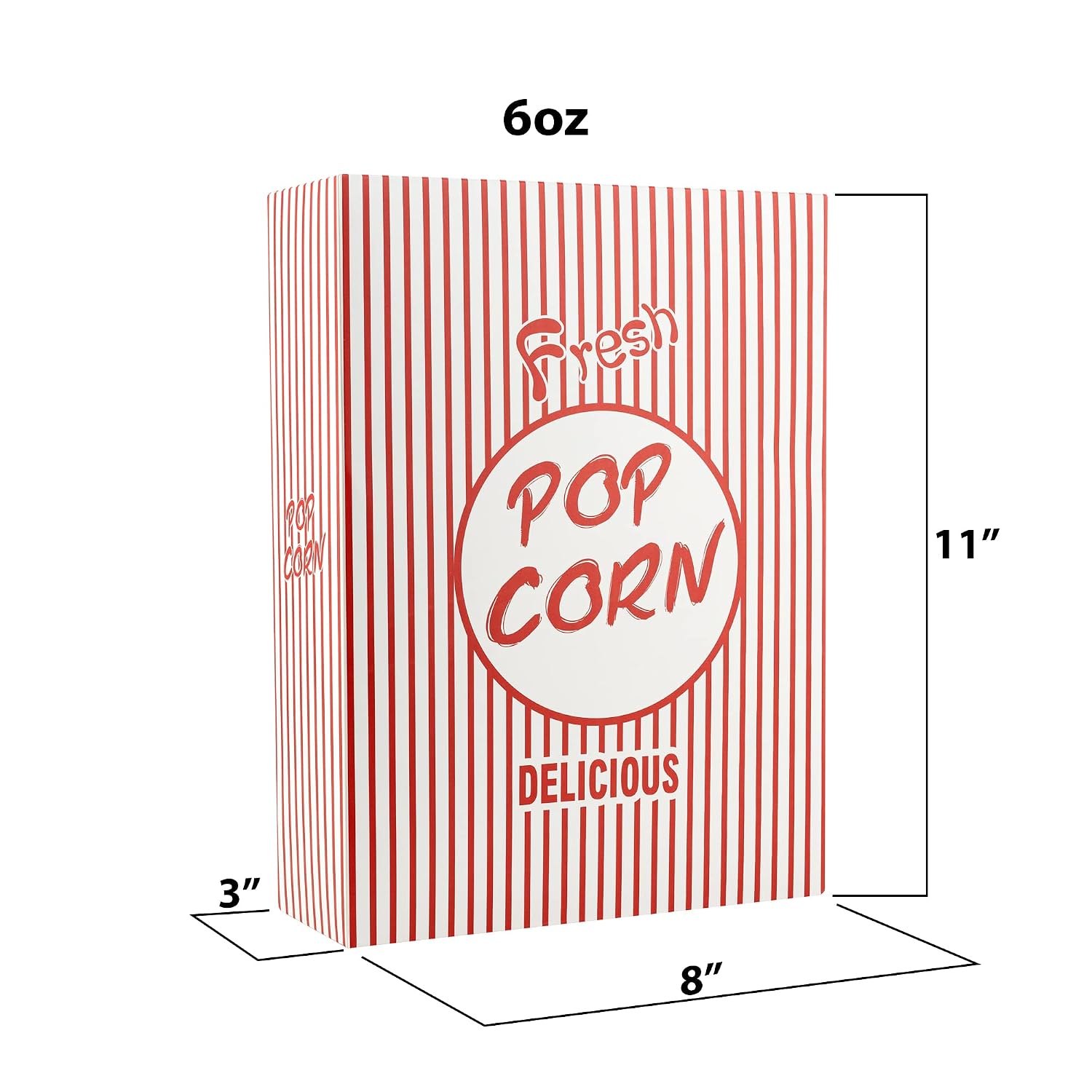 MT Products Popcorn Boxes for Party - 6 oz. (Pack of 30) - #8 Popcorn Buckets With Close Top - Great for Movie Theater, Circuses, and Stadium