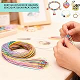 VINATO Scoubidou Bands Set, 220 Pieces, Colourful Braided Bands for Bracelets & Keyrings with Carabiners & Key Rings, Craft Set - 6