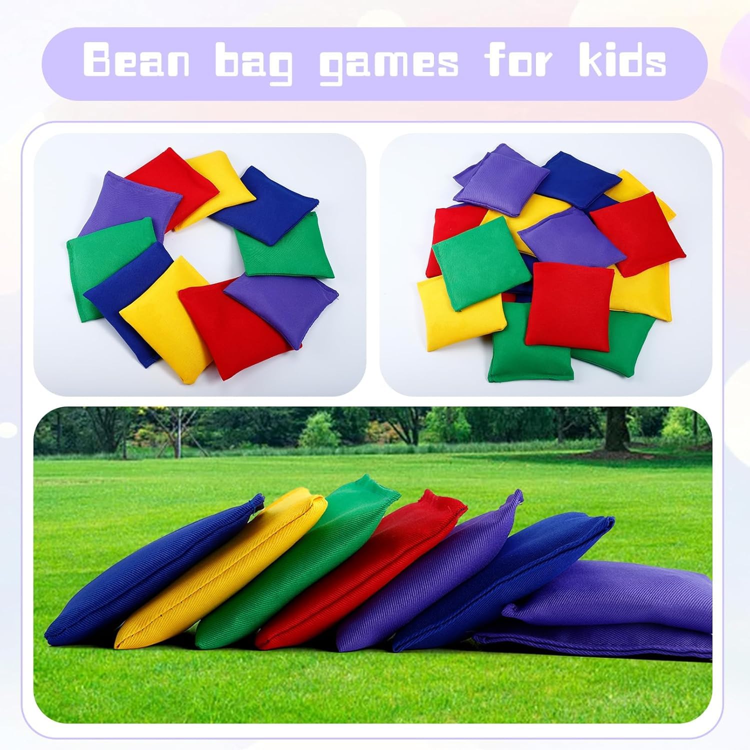 20 Stück Cornhole Säckchen, 10x10cm Nylon Sitzsäcke Werfen, Wurfsäckchen, Bean Bags Wurfspiel für Cornhole Spiel, Toss Bunte Bohnensäckchen Set für Outdoor Spiele (5 Farben)