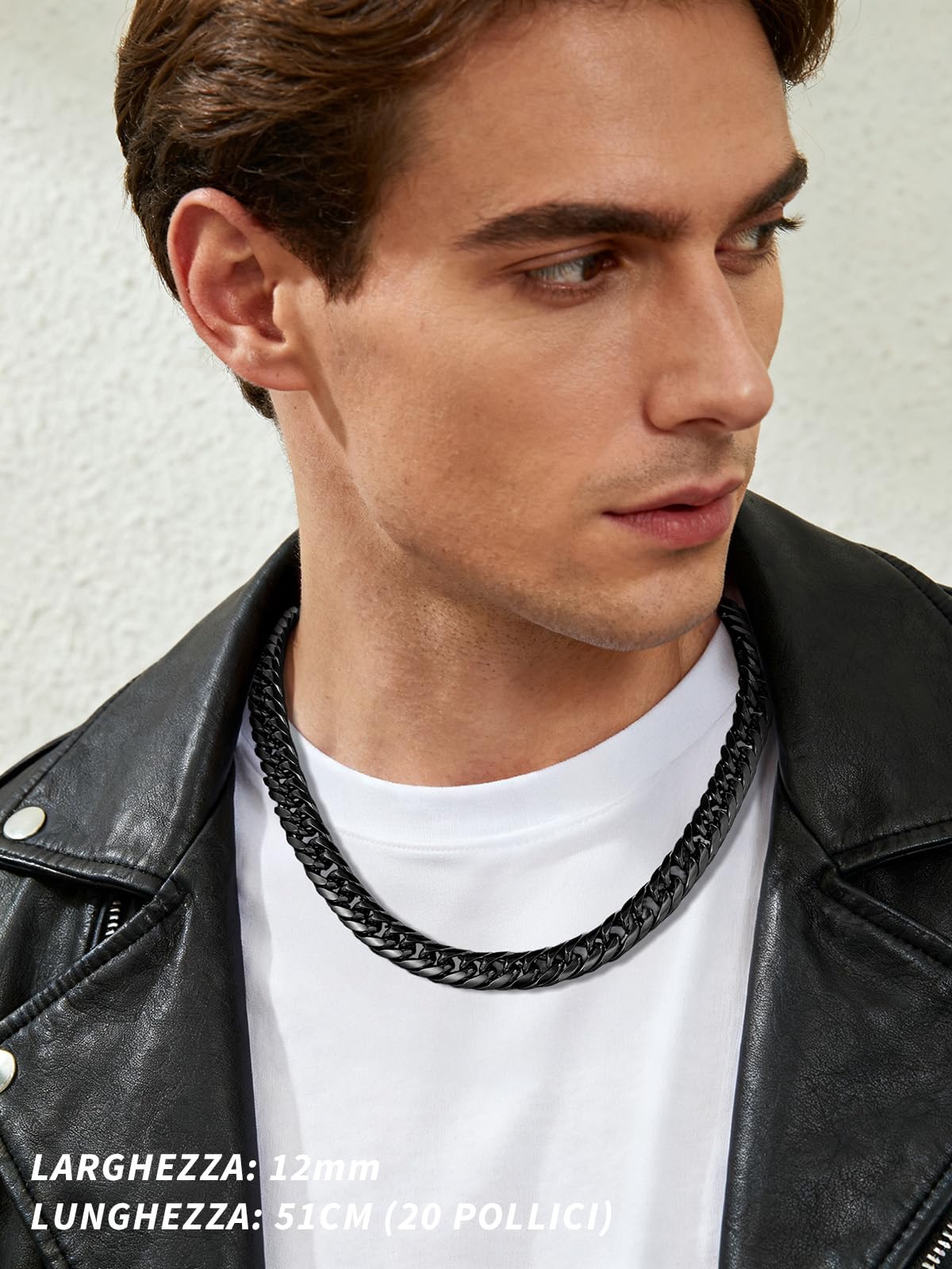 FindChic Collana Uomo Catena Cubana 3.5/6/9/12mm 18/20/22/24/26/28/30inch Collana Catena Acciaio Inossidabile Collana Uomo Maglia Cubana