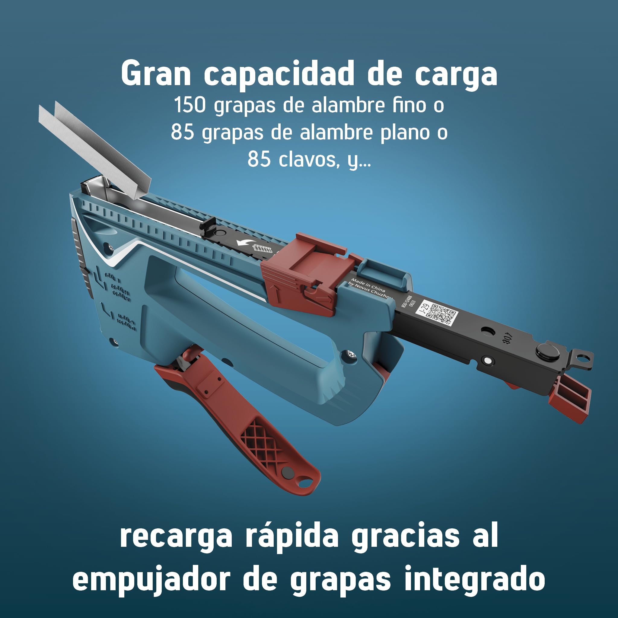 NOVUS TOOLS Juego de grapadora manual J-29 con 1800 grapas, grapadora universal profesional para madera con carcasa de metal y mango suave, para grapas de alambre fino y alambre plano de 6-14 mm