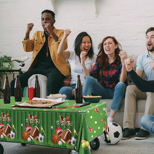 Miniatura 6 de Suministros para fiestas de cumpleaños con temática deportiva, 3 manteles de plástico deportivos, desechables, para todas las estrellas, para