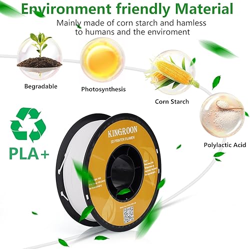 Miniatura 4 de Kingroon Filamento PETG para impresora 3D, precisión dimensional +- 0.001in, carrete de 2.2lbs (2.2 libras), 0.069in, blanco