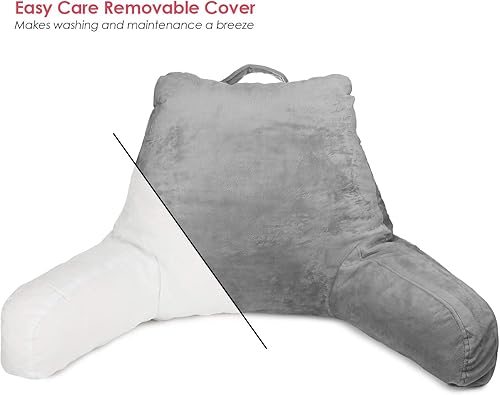 Miniatura 3 de Clara Clark Cojín de respaldo para leer con reposabrazos y bolsillos, para niños, adolescentes y adultos, cojín de espuma viscoelástica de alta