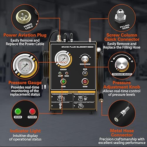 Miniatura 7 de Kit automático de purga de frenos, máquina de purga de líquido de frenos de 110 V, kit de purga de frenos completamente automático, operación de una