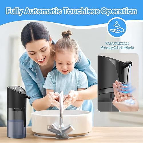 Miniatura 3 de Dispensador automático de jabón líquido, dispensador de jabón recargable USB C de 15.83 onzas, dispensador de jabón de manos sin contacto de 7