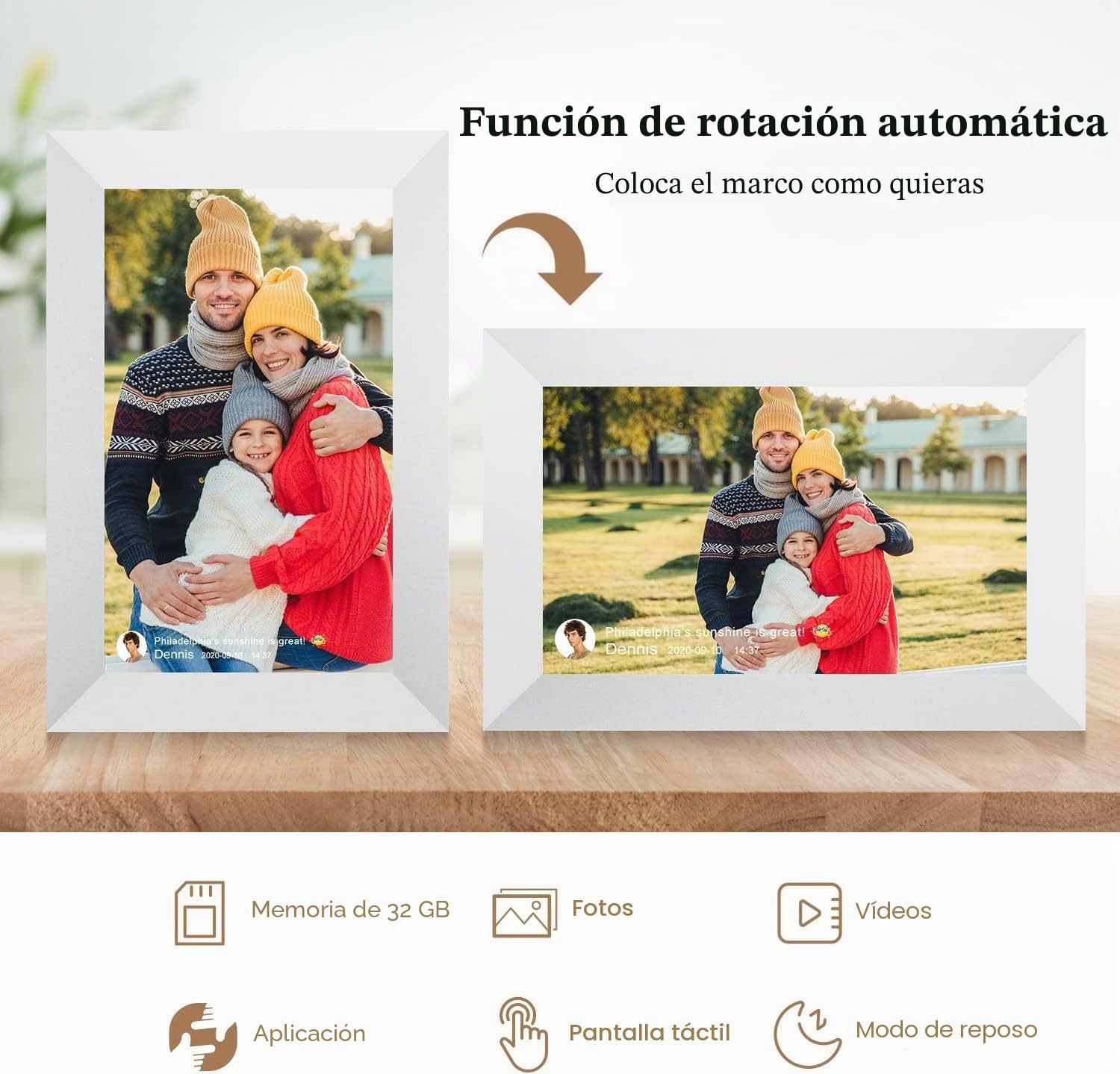 AEEZO Marco de Fotos Digital WiFi de 10.1 Pulgadas, Pantalla táctil IPS, Marco de Fotos Inteligente en la Nube con Almacenamiento de 32 GB, fácil configuración para Compartir Fotos o Videos a través