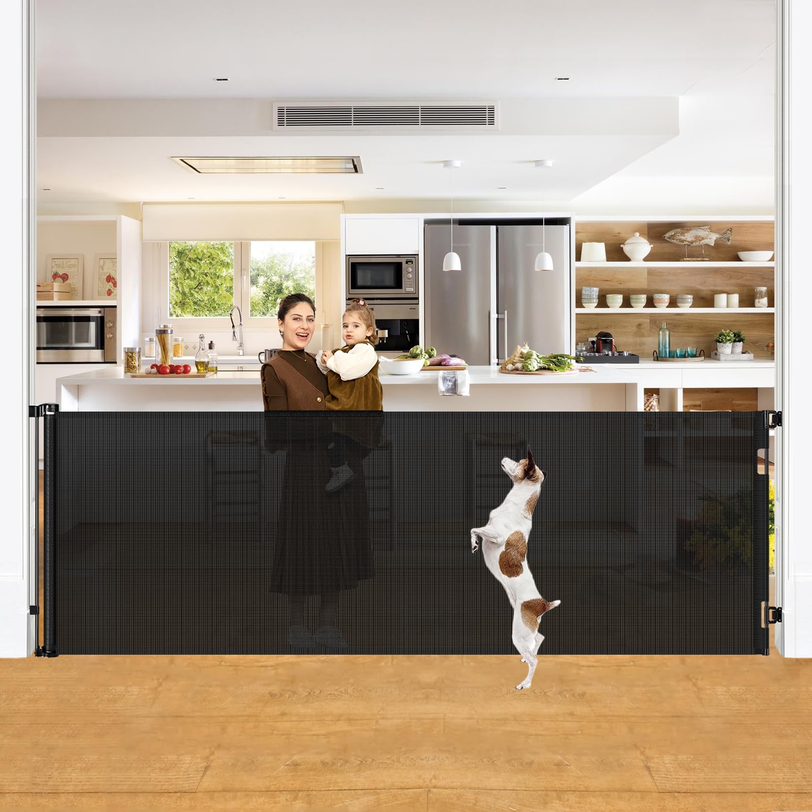 42" Tall X 100" Extra Wide Retractable Baby Gates for Large Openings Extra Tall Dog Gates for Doorways Extra Tall Pet Gate Indoor Outdoor Long Baby