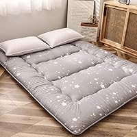 Vista 6 de Colchón futón japonés de piso gris constelación, de piso tatami, portátil, para acampar, para niños, sofá cama plegable enrollable con protector