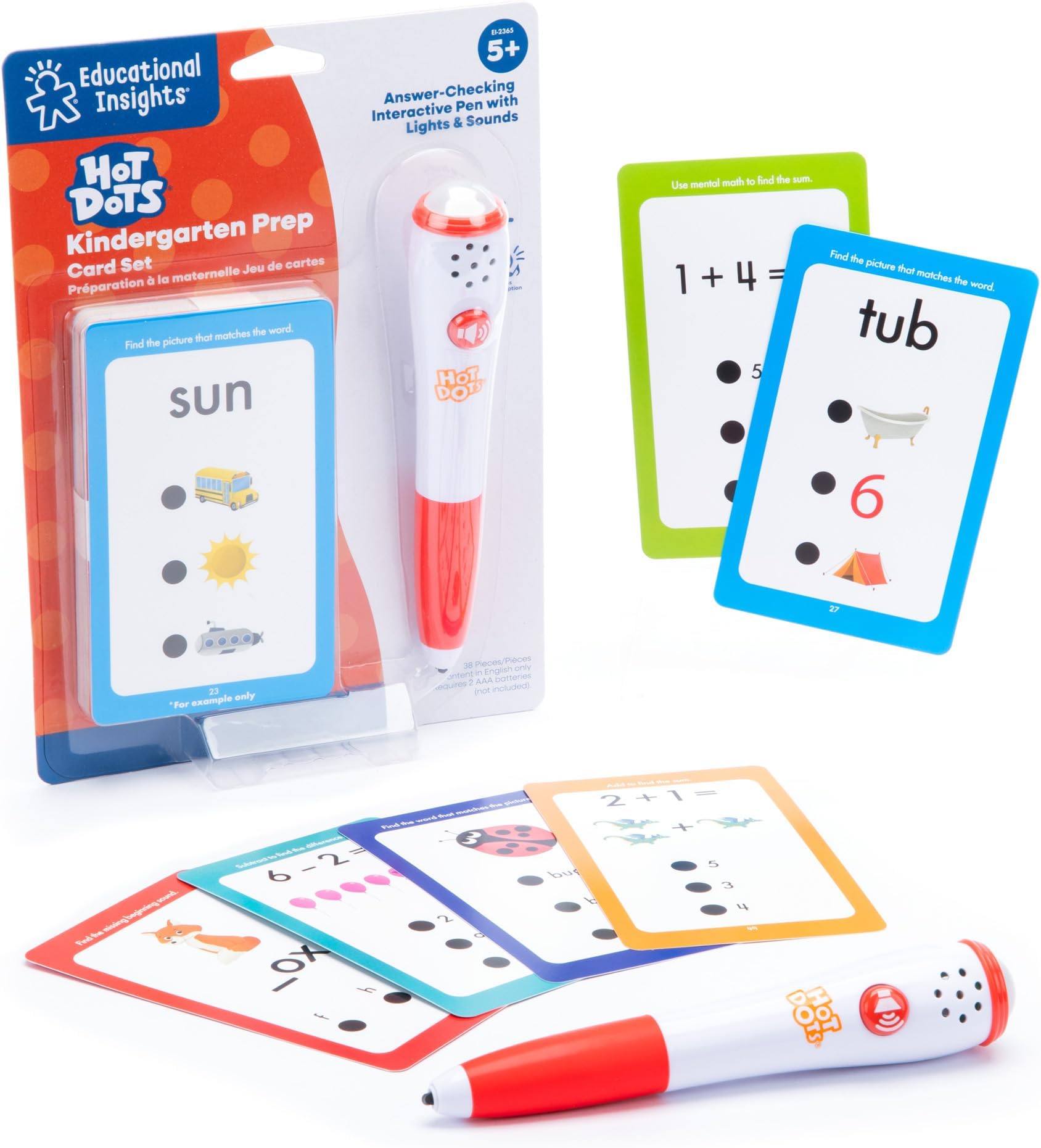 Hot Dots Kindergarten Prep Set – Toddler ABC Flash Cards with Interactive Pen, Kindergarten Learning Activities, Reading & Math Workbooks, Learn to Read for Kids ages 4+