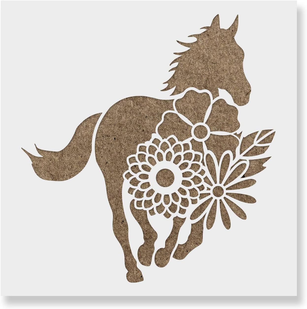Floral Horse Stencil - Floral Decorations, Floral Wall Decor, Floral Stencils for Painting, Large Floral Stencil, Floral Stencils