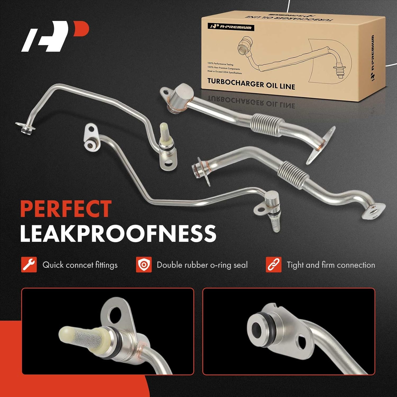 A-Premium Turbocharger Oil Supply & Return Line Compatible with Ford F-150 F150 2015 2016 2017, 2.7L, Turbocharged, Supply & Return Driver & Passenger Side