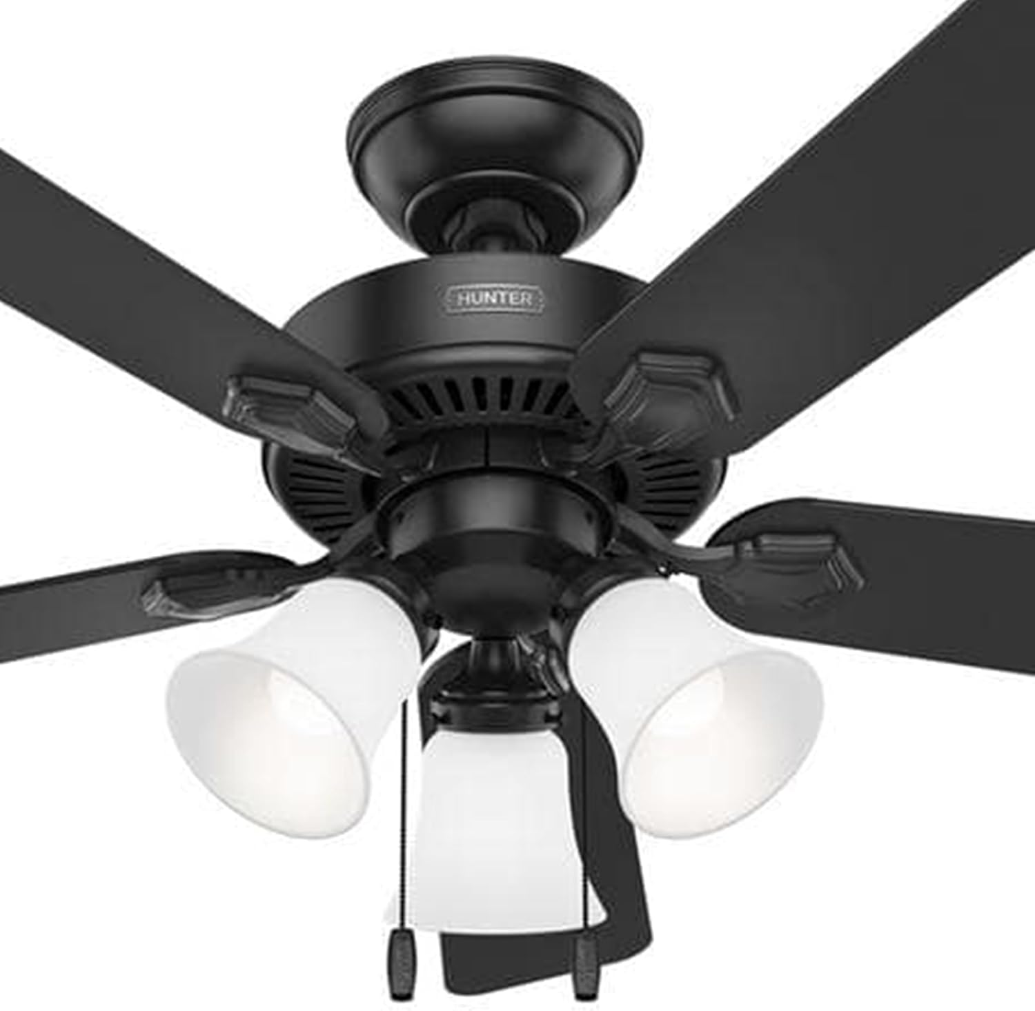 Hunter Fan 44 inch Matte Black Indoor Ceiling Fan with Light and Pull Chain for Bedroom, Living Room, Office, Basement, Kitchen, CC5C27C89 (Renewed)