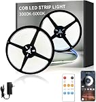COB LED Strip Lights 65.6ft,3000K DC 24V Dimmable Warm White Flexible LED Tape Light for Bedroom, with Remote and App Control LED Tape Lights,for DIY Home Decoration