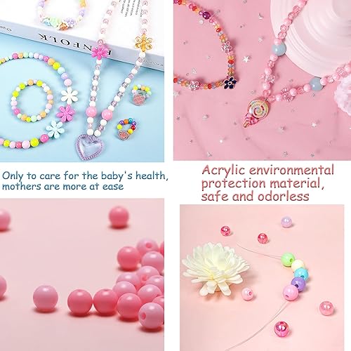 Miniatura 3 de ICOCONG Kit de fabricación de pulseras de cuentas, 24 estilos de cuentas redondas para hacer cuerdas de pulsera, elegante y lindo kit de fabricación