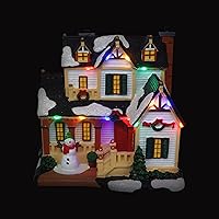Vista 6 de Casa de Pueblo Navideño con Muñeco de Nieve – Edificio Coleccionable de Aldea Navideña Musical Iluminada con Nieve – Adición Perfecta para tus