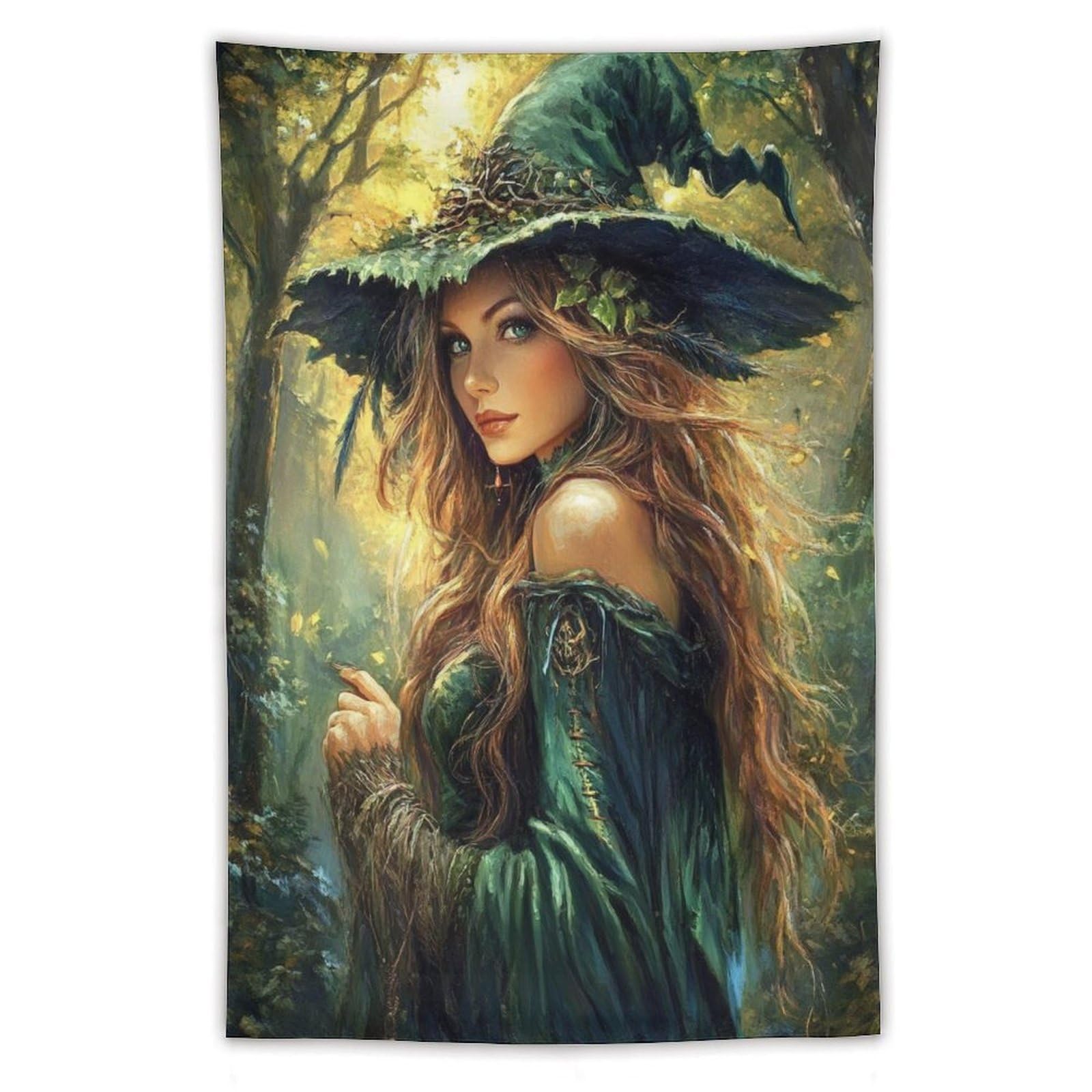 Jubonexis Vintage Witches in The Forest Tapestry Polyester Aesthetic Wall Hanging Bedroom Living Room Dorm Decor 40"x60"