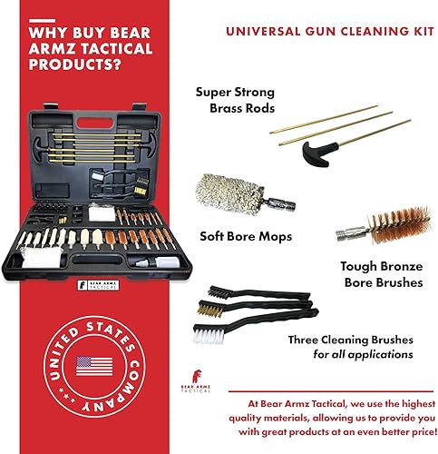 Miniatura 3 de Kit de limpieza universal para pistolas  American Company  Perfecto para escopetas, rifles, cargadores de bozales, pistolas y pistolas  Estuche