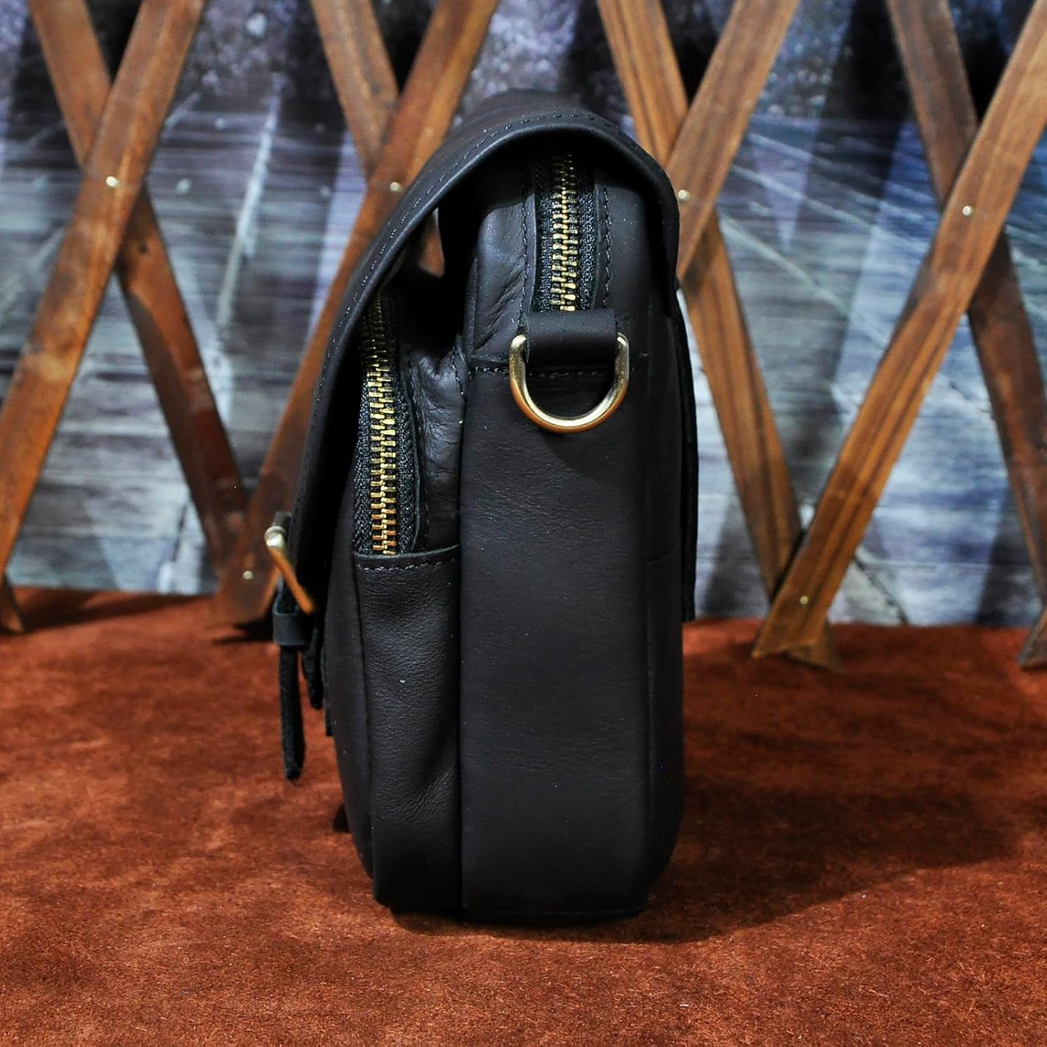 Le'aokuu Men Leather Fashion Mini Messenger Crossbody Bag Designer Hook Organizer Waist Belt Bag Pack Cigarette Case