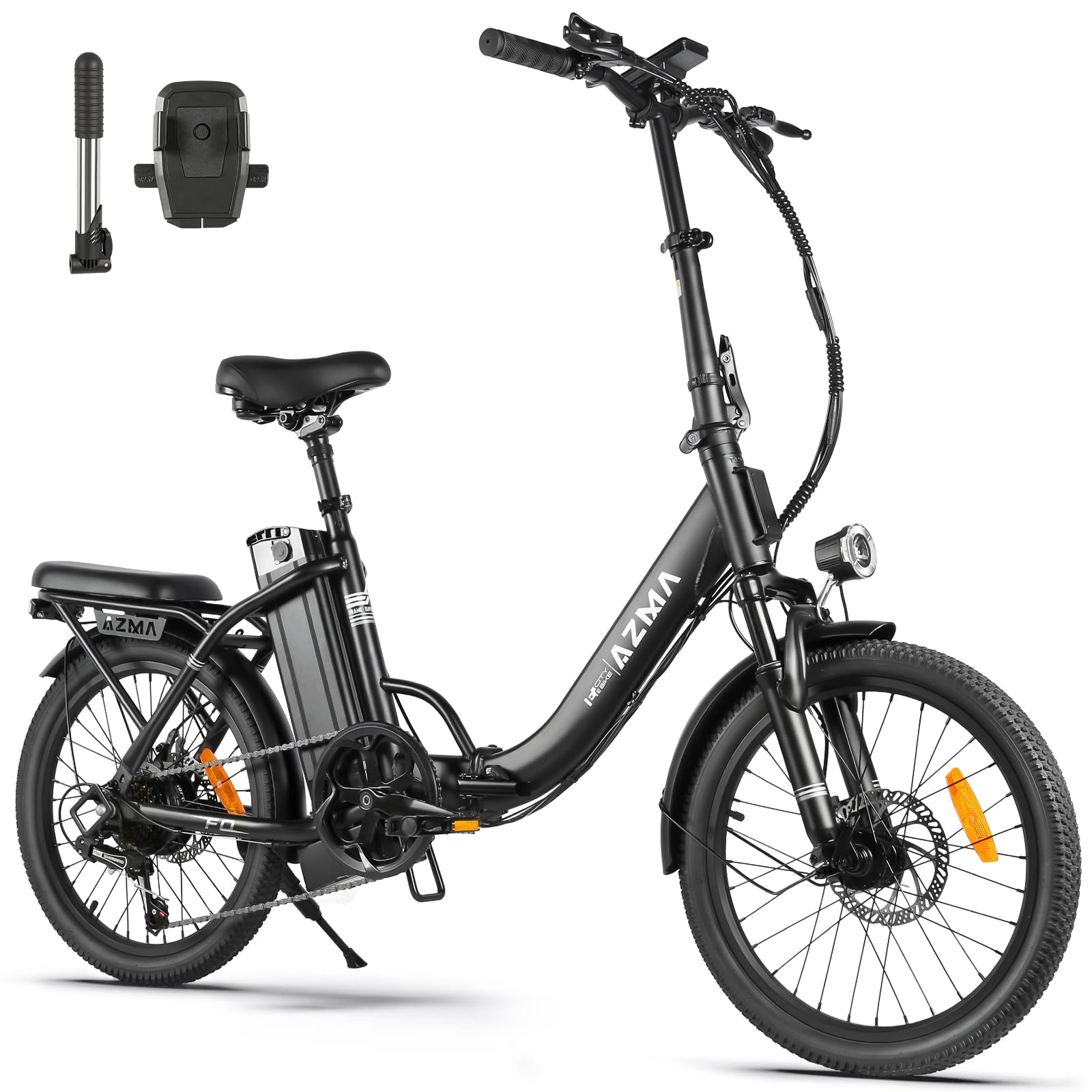 AZMA Bici Elettrica Pieghevole, 36V20.8Ah/15Ah Batteria Rimovibile, Autonomia di 100-150 Bicicletta Elettrica, 20" Fat Tire 7 Velocità Ebike Uomo Donna da per Montagna e Spiaggia