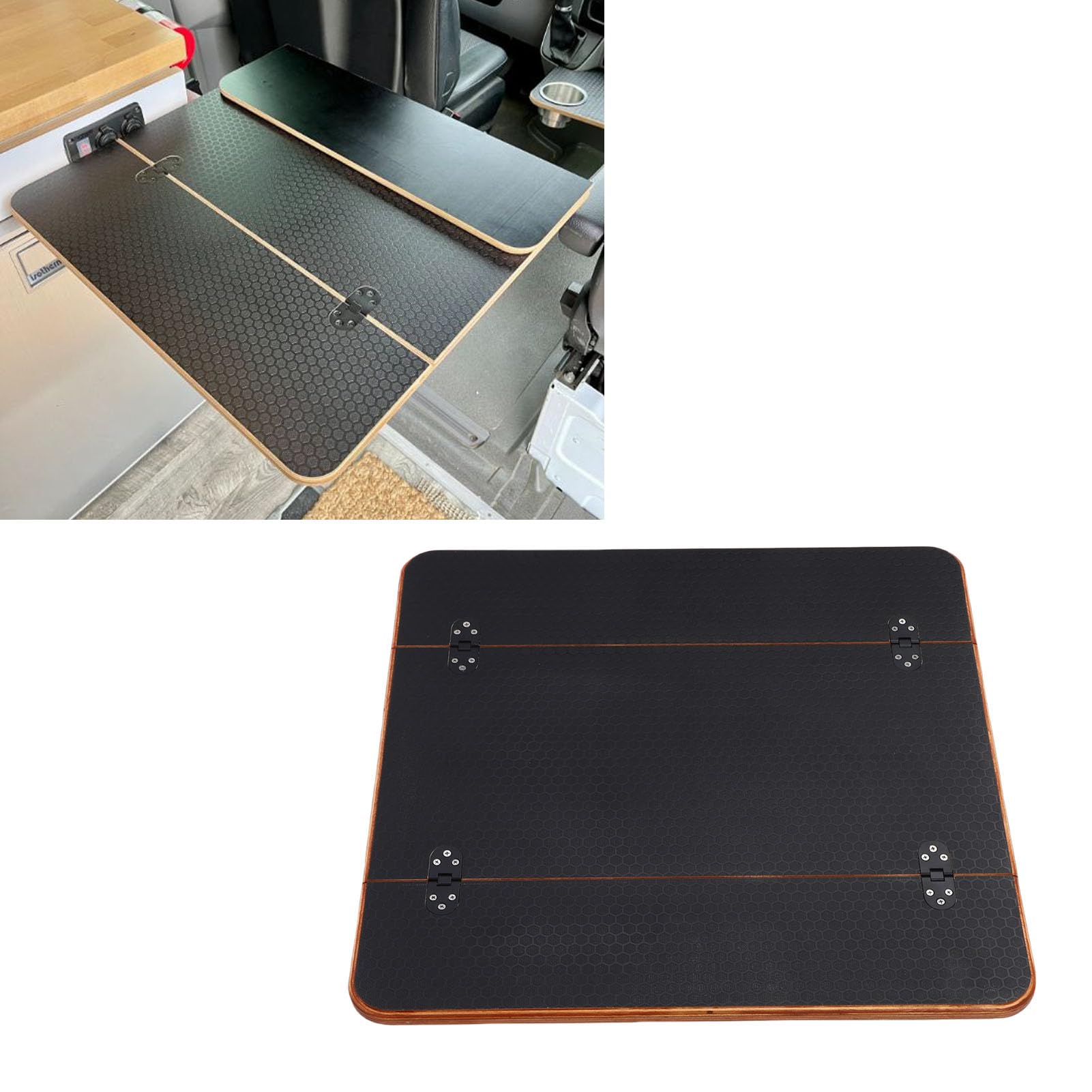 Chrees Tavolo da barca con cerniera, 595 x 583 mm, forma quadrata, pieghevole, superficie liscia, per yacht, ponte barca, veicolo commerciale