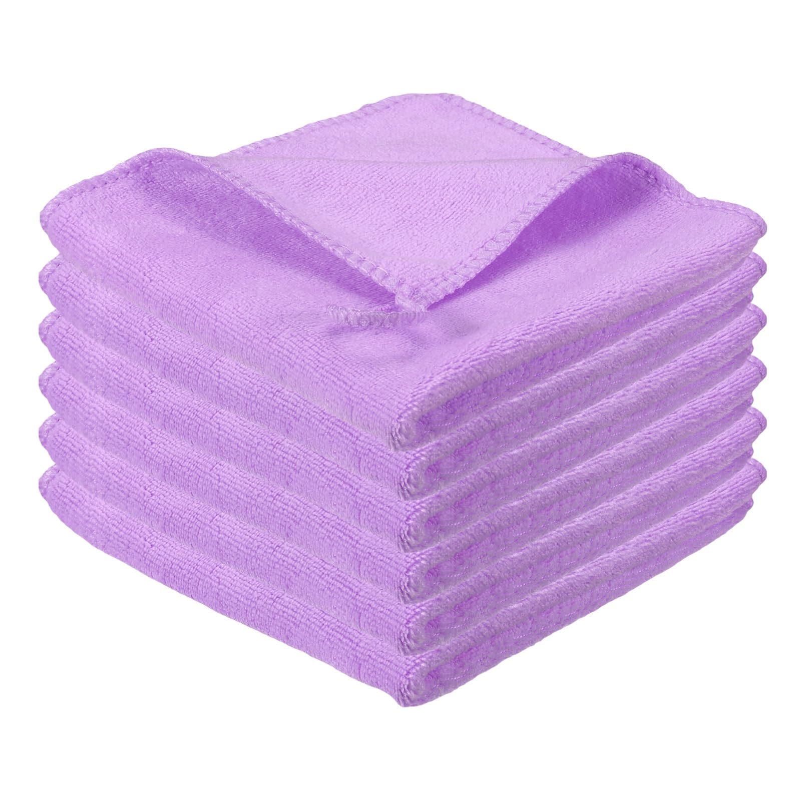 sourcing map 6Pcs Square Hand Towels, 30 x 30 cm Soft Microfiber Hanging Hand Towel with Hanging Loop Highly Absorbent Kitchen Towels for Home Bathroom Kitchen Cleaning Supplies, Light Purple
