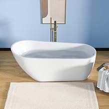 Lordear Freestanding Tub Soaking 67 Inch High Back Acrylic Stand Alone Bath Tub for Bathroom with Overflow and Drain #LTUB7109-67-B