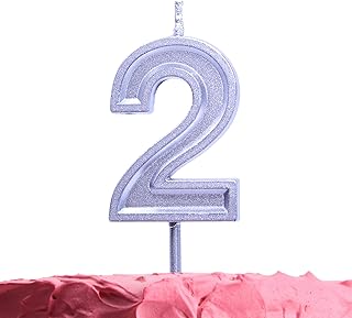 GET FRESH Number 2 Birthday Candle â€“ Silver Number Two Candle on Stick â€“ Elegant Silver Number Candles for Birthday Wedding Anniversary â€“ Babyâ€™s 2nd Birthday Candle Cake Topper â€“ Silver 2 Candle