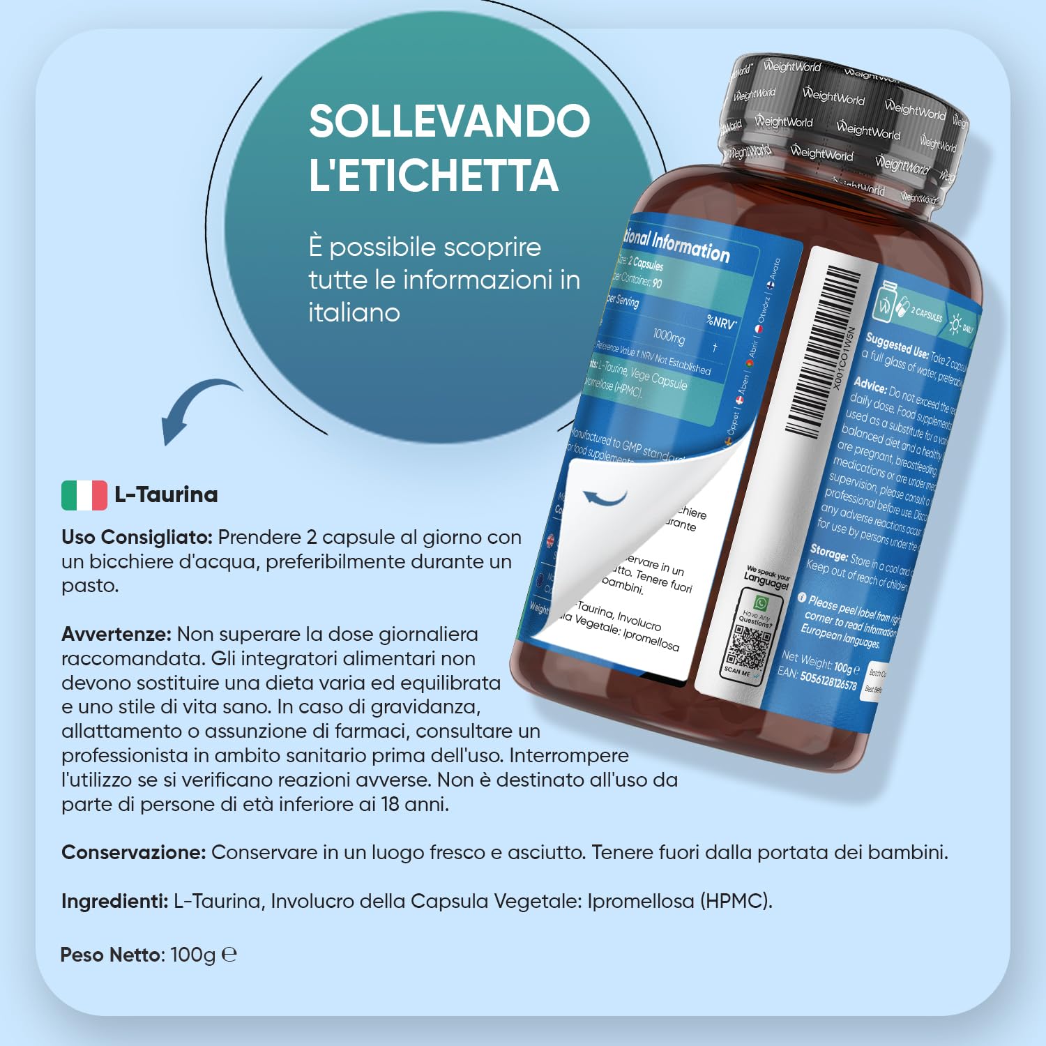 Taurina Integratore 1000mg per Dose, 180 Capsule con L Taurina Polvere Vegana (3 Mesi), Aminoacidi Essenziali, Pre Workout e Post Workout, Taurine Senza Magnesio Stearato né OGM, Prodotto in Europa