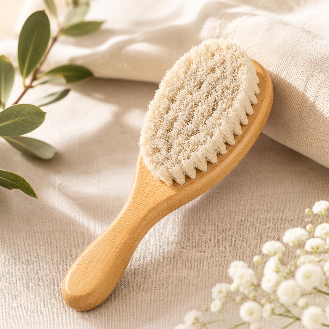 Comfy Cheeks Baby Hair Brush for Infants, Soft Bristles for Born Baby, Gentle Hair Grooming for Infants, Wooden Brush for Toddler Suitable from 0 Month+-image-44