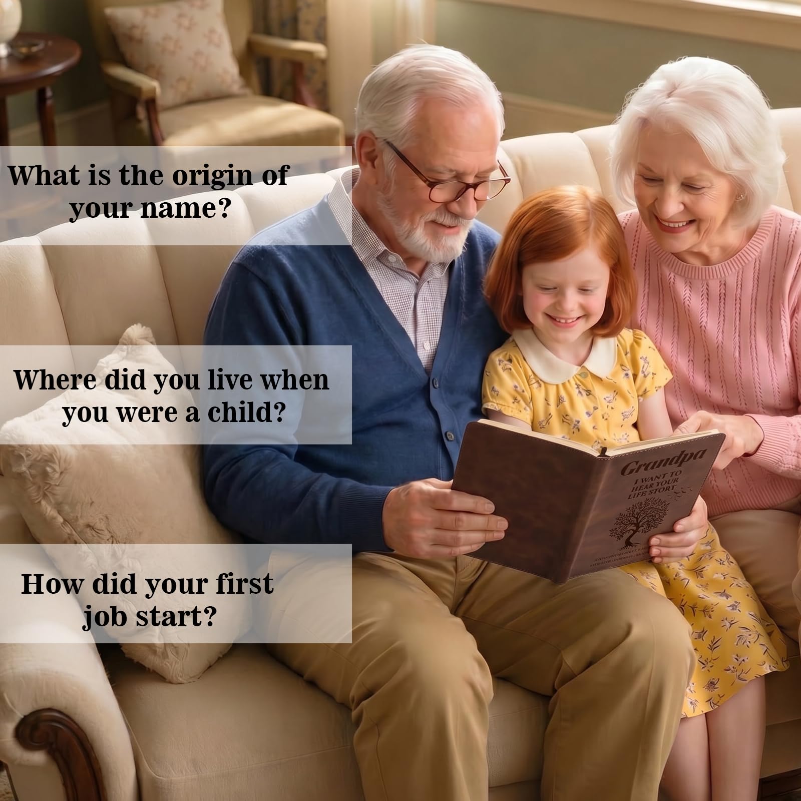 Grandpa I Want To Hear Your Story - Juego de regalo de diario de cuero para la familia, recuerdo de reliquia, regalos significativos para el abuelo de parte de los nietos, regalos