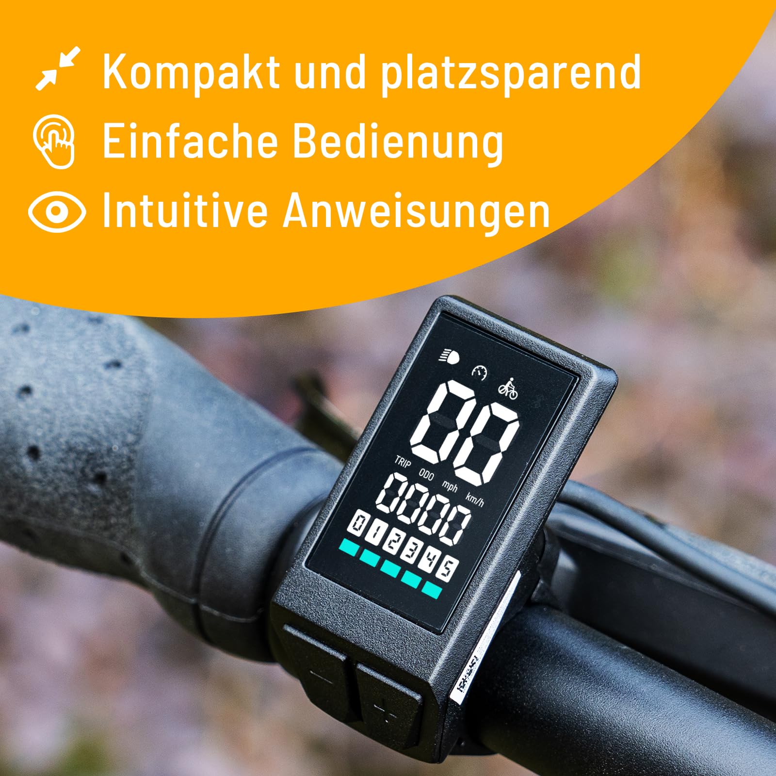 E-Bike Display Elektrofahrrad Kompatibel mit BAFANG BBS01 BBS02 BBS-HD 1000W Mittelmotor Wasserdichtes Display mit 0-5 PAS UART Protokoll