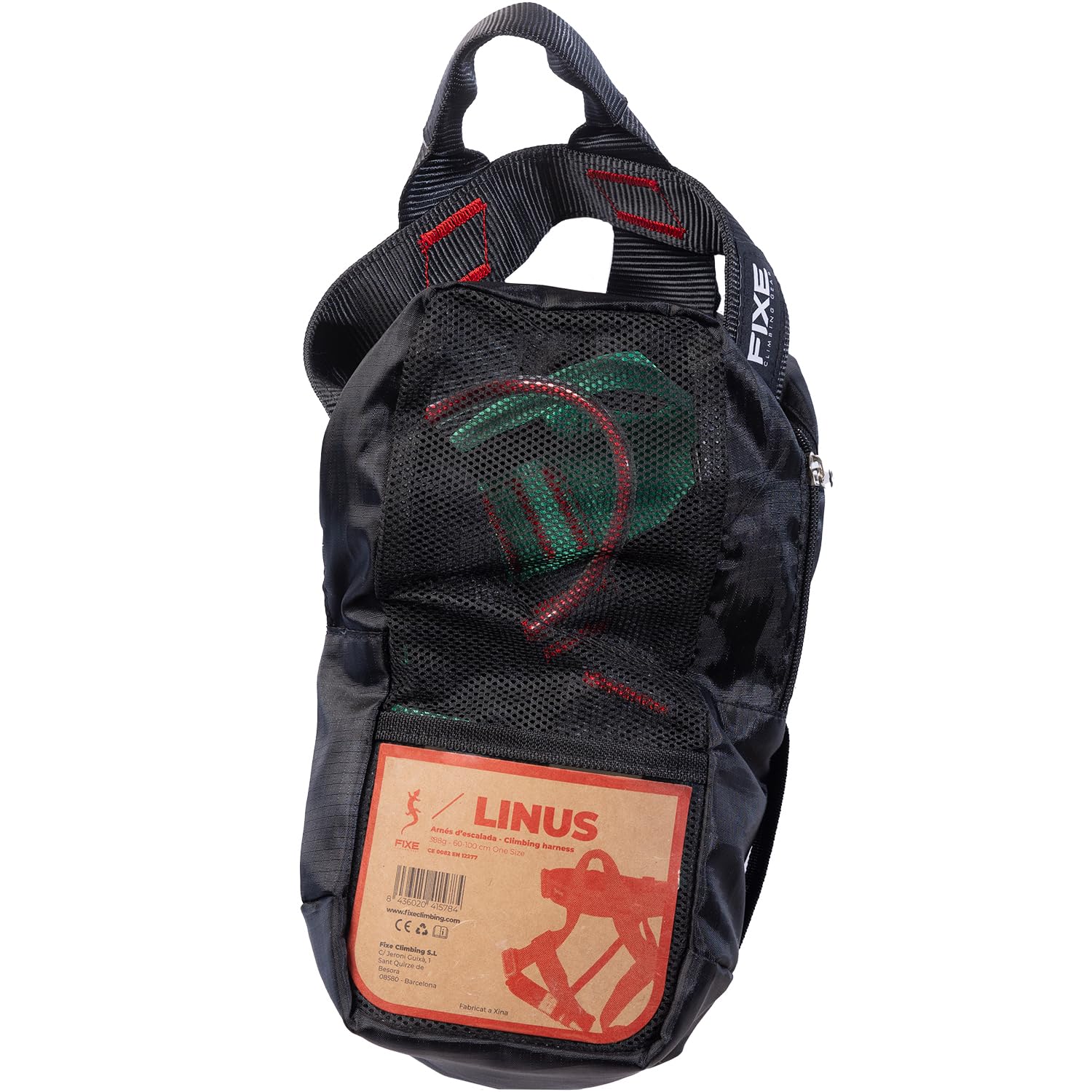 FIXE - Arnés LINUS para Circuitos de Aventura en Altura, Talla Única con Hebillas de Ajuste Rápido, Zonas Reforzadas, Bolsa Transpirable, Cintura hasta 120 cm, Certificado EN12277