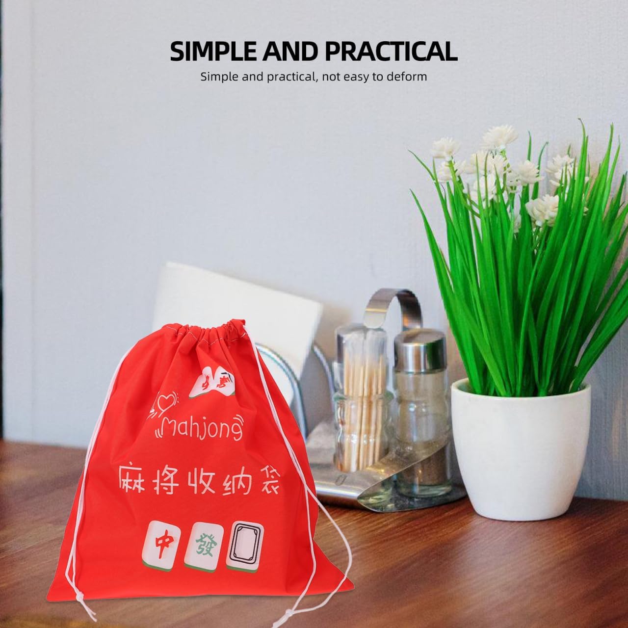 Portable Mahjong Storage Bag Drawstring Oxford Fabric Organizer Holder Lightweight Protective Pouch for Mahjong Tiles Game Night Tournament
