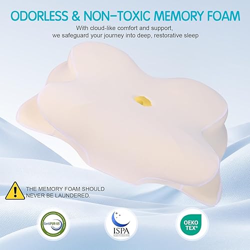 Miniatura 5 de Almohada cervical para aliviar el dolor de cuello, almohada ortopédica de espuma viscoelástica con funda de enfriamiento para dormir lateral,