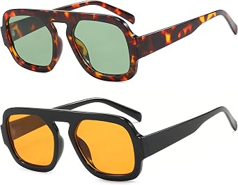 Kursan Square Aviator Sunglasses for Women Men 70s Retro Style Sun Glasses Shades UV400 Protection