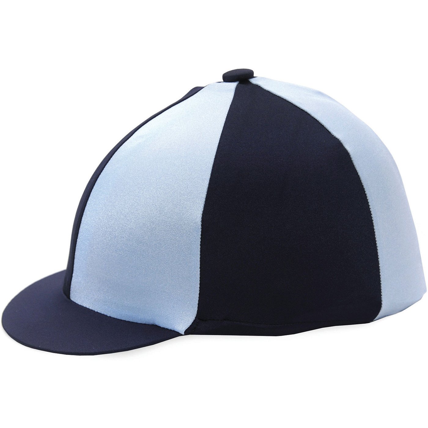 HY Two Tone Navy and Pale Blue Lycra Riding Hat Silk