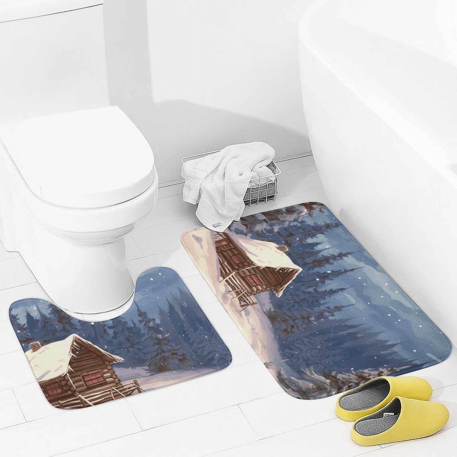 Tapis de bain doux en microfibre absorbante et antidérapant en U | Lot de 2
