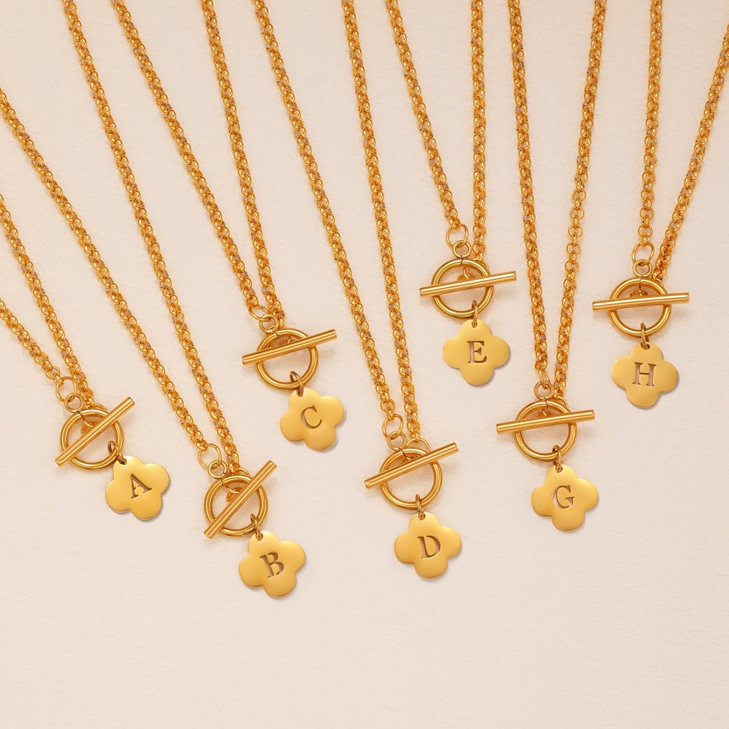 Gold initial necklace for women - Image 2