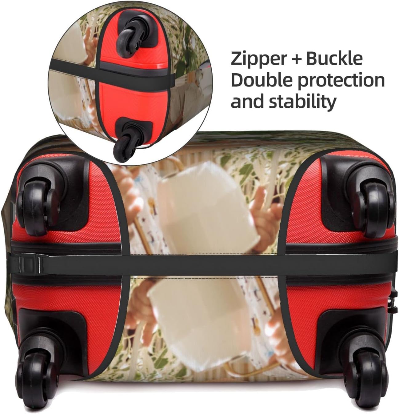 review MOEEZE Custom Double-Sided Printed Luggage Cover Elastic Travel Suitcase Protector Covers Customized Design Your Personalized Photo Logo Name Text Washable Baggage Gear S(18-21 Inch Luggage)