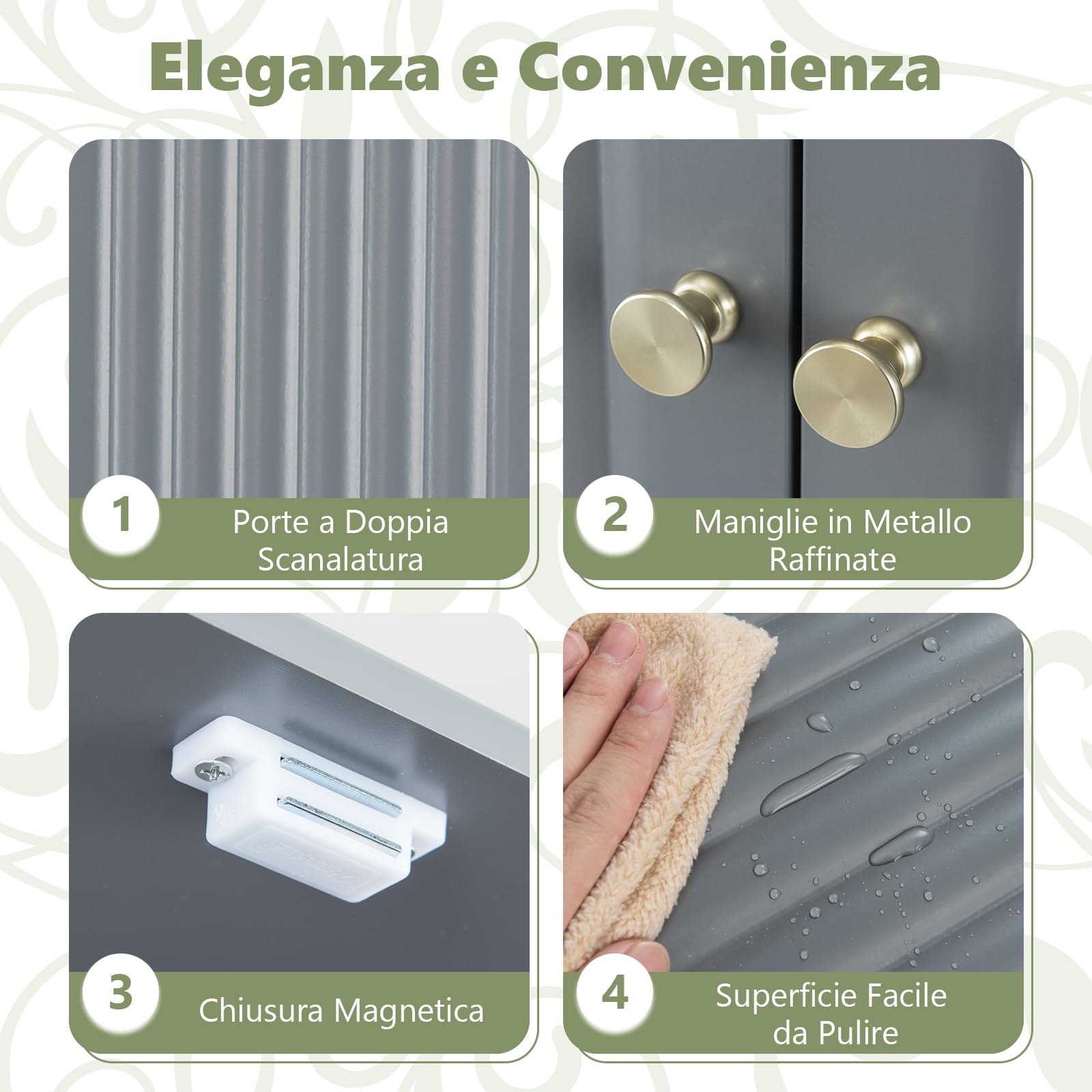 COSTWAY Mobile Bagno Sopra WC, Scaffale per Lavatrice Salvaspazio con 2 Ante, Mensola Aperta e Ripiano Regolabile, Armadietto Sopra Gabinetto in Legno, 60 x 23 x 168 cm (Grigio)
