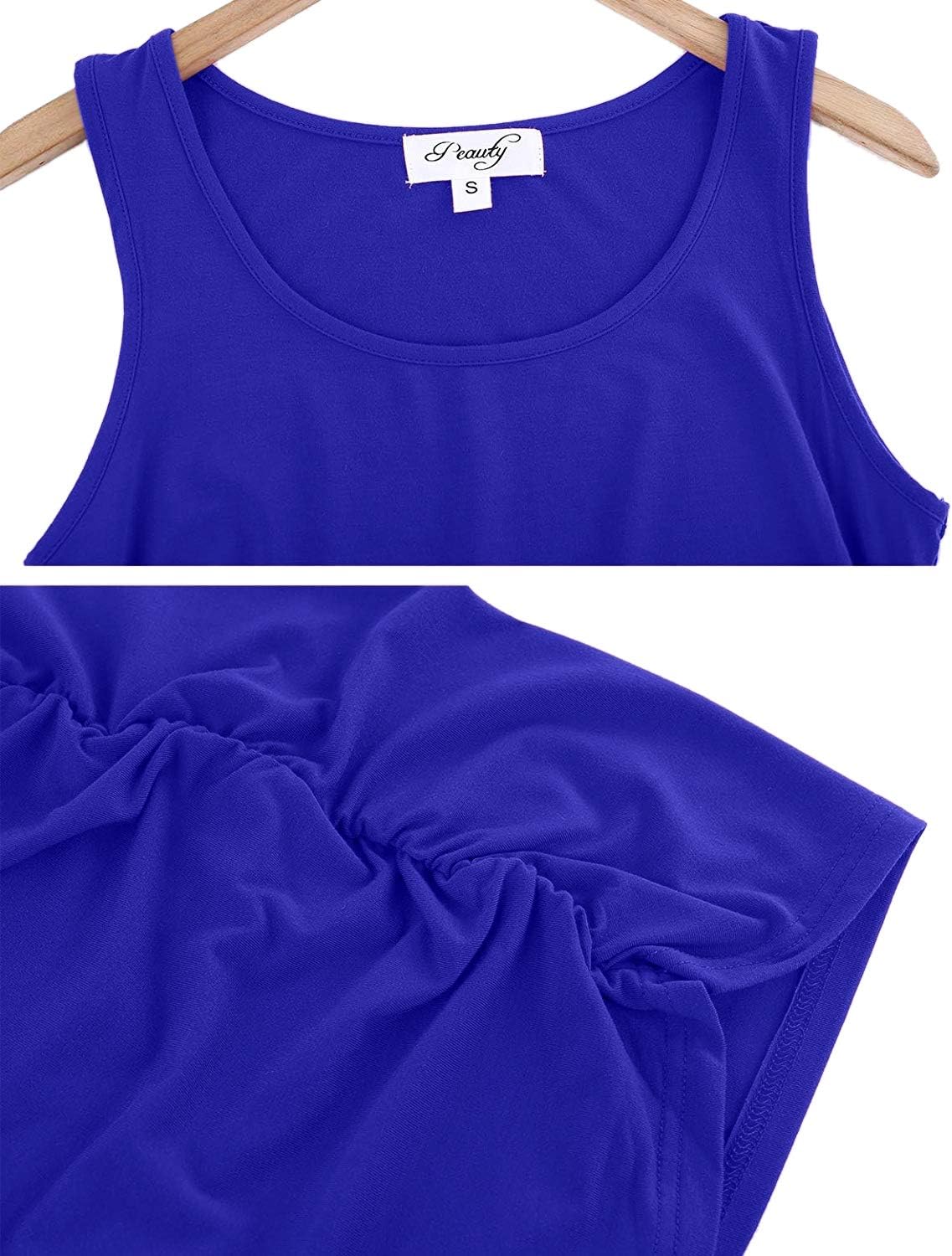 Peauty "Long Enough to Cover Hip Maternity Side Ruch Tank Tops/Basic Maternity Tops for Summer Casual Wear (S-3XL) - Image 5