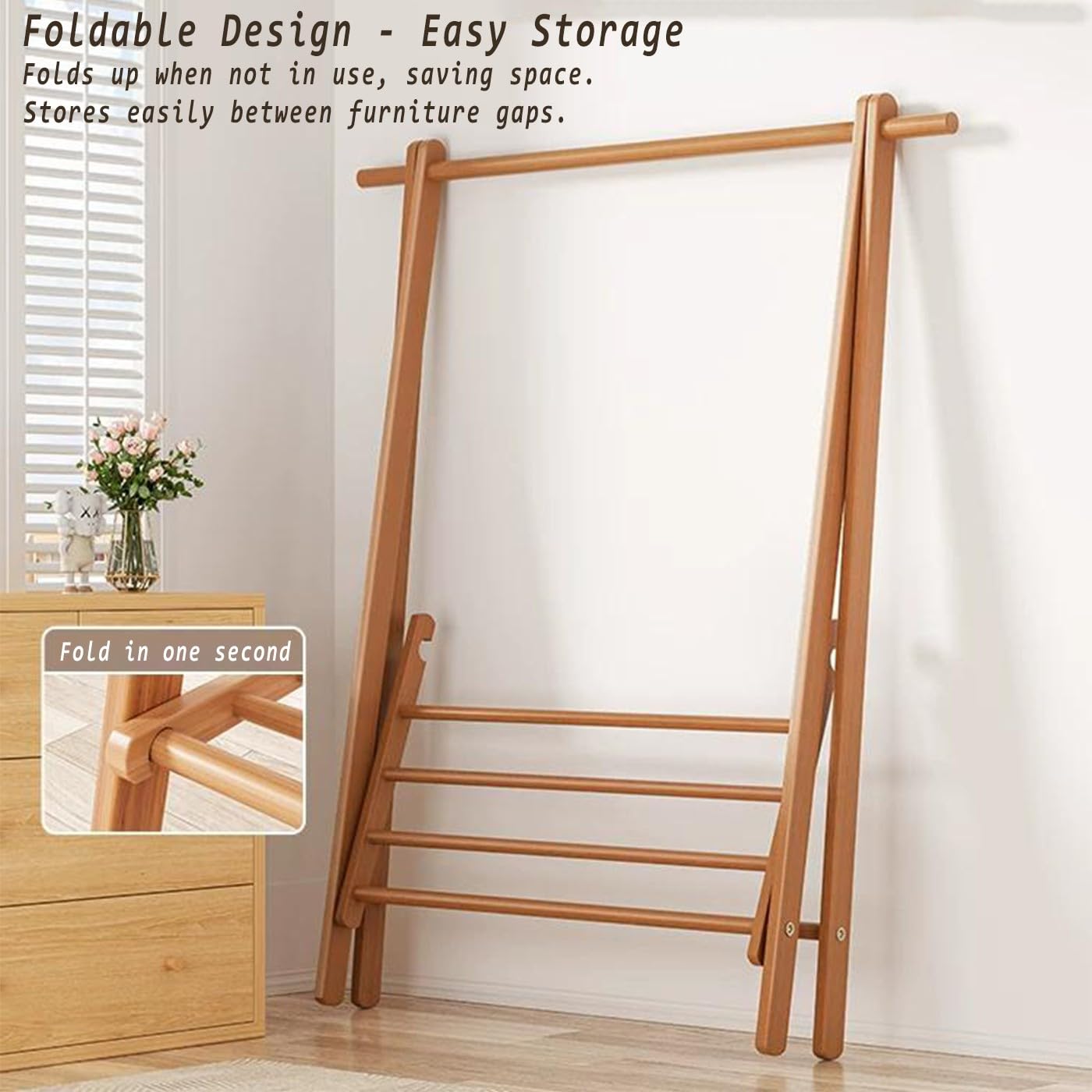 Perchero de madera maciza con diseño Hoo & Shoe Sto para ahorrar espacio, 60/80/100/120 cm, altura de madera natural, altura de 146 cm, perfecto para entrada y hogar